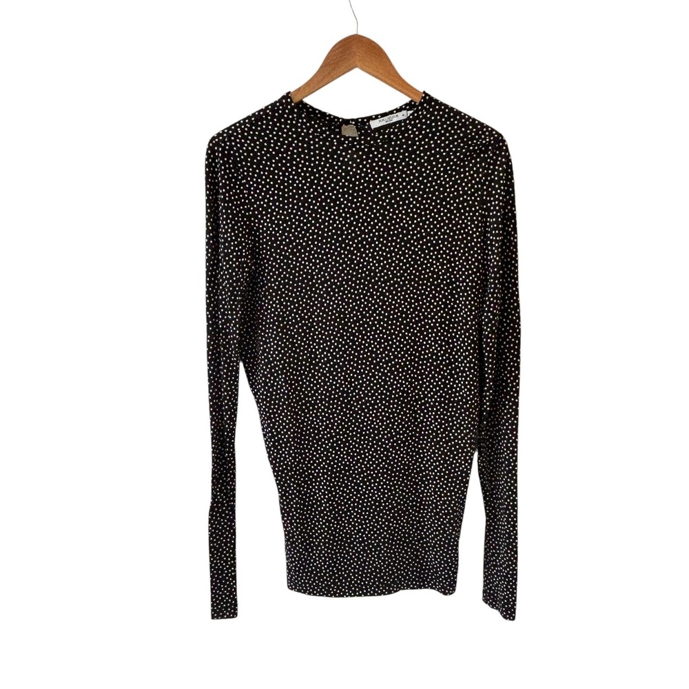 M.M. Lafleur Polka Dot Tunic Top Womens XS‎ Black Long Sleeve Capsule Classic